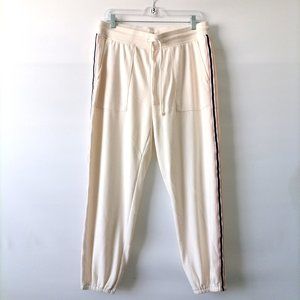 Lou & Grey Womens Cream Mid Rise Pocket Side Stripe Jogger Pants Size L